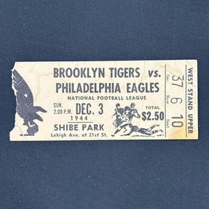 BIGLIETTO VINTAGE 1944 BROOKLYN TIGERS VS. PHILADELPHIA EAGLES STUB SHIBE PARK - Foto 1 di 1