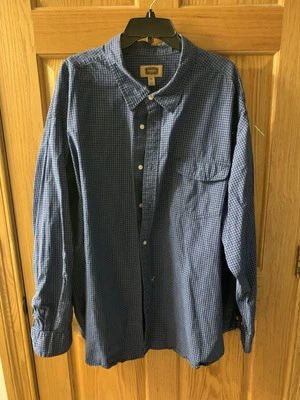 Foundry Men's size 5XL Blue Plaid Button-up Long Sleeve Shirt - Image 1 of 3