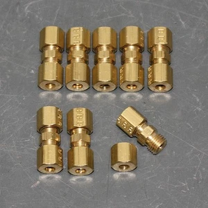 (7) Parker Union Fitting 62C-3, 3/16" x 3/16" Tube OD Compression, Brass - Picture 1 of 7