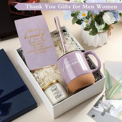 Conjunto de presente de agradecimento 4 peças – Caneca caneta vela notebook para funcionários e colegas de trabalho - Imagem 1 de 4