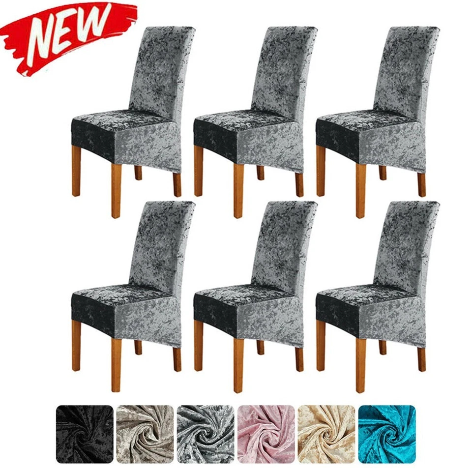 4/6 Stk.Stuhlhussen Samt Microfaser Stretch Stuhlbezug Stuhlüberzug Stretchhusse - Bild 1 von 1