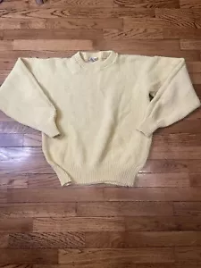 Vintage Cotton Mens Yellow Brooks Brothers Brooksgate Size L Sweater Cableknit - Picture 1 of 15