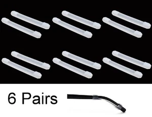 6 Pair 12Pc White Soft Silicone Eyeglasses Temple Tip Sleeve Retainer Sunglasses - Picture 1 of 10