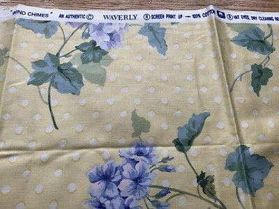 Tela Waverly "Wind Chimes" de algodón amarillo y floral para decoración del hogar 1 yarda Foto 1 de 4