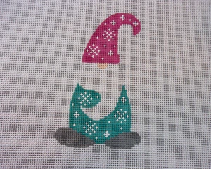 Handpainted Needlepoint Canvas Snowflake Gnome 18m - Picture 1 of 2