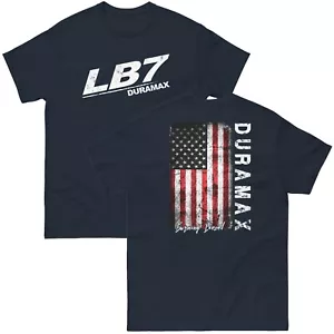 LB7 Duramax T-Shirt, Burning Diesel Truck Shirt, American Flag Design - Picture 1 of 11
