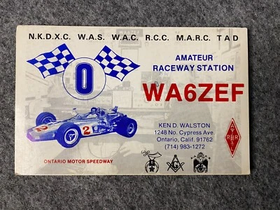 Vintage Ontario Motor Speedway Amateur Radio QSL Card - Image 1 of 2
