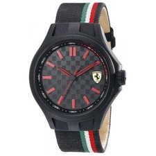 Ferrari Scuderia 0830215 Pit Crew 44mm Leather & Multicolor Nylon Strap Mens 