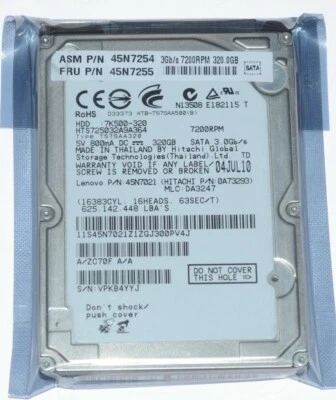 Hitachi HTS725032A9A364 320GB 7200RPM SATA 3Gb/s 2.5in Laptop hard disk - Image 1 of 4