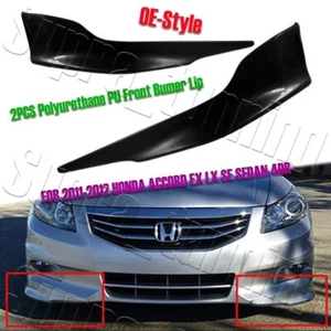 Black Polyurethane For 11-12 Honda Accord Sedan OE-Style Front Bumper Lip 2PCS - Picture 1 of 6