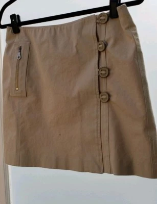 Cynthia Steffe Womens Beige Khaki Safari Zipper Pencil Short Line Cotton Skirt 4 - Image 1 of 4