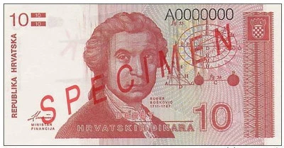 🔴CROACIA 10 Dinara 1991 UNC P18s ESPECIMEN Billete MUY RARO 🔴 Foto 1 de 2