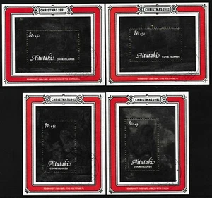 1981 AITUTAKI CHRISTMAS WITH SURCHARGES SET OF 4 MINI SHEETS FINE USED CTO - Picture 1 of 3