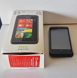 RETRO COLLECTABLE HTC 7 TROPHY TOUCH SMART MOBILE PHONE and Box, Charger, Cable - Picture 1 of 14