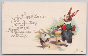 1920s Easter "Here's Master Peter Rabbit..." Poem Anthropomorphic Bunny Postcard - Picture 1 of 6