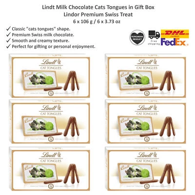 Lenguas Lindt Chocolate con Leche Gatos en Caja de Regalo Lindor Premium Swiss Treat 106gx6 Foto 1 de 2