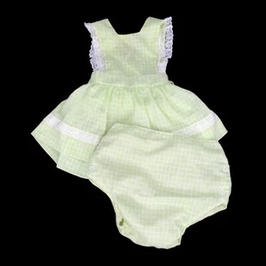 Vintage Toddle Tyke Green Baby Dress with Matching Diaper Cover up to 23lbs 6M - Picture 1 of 12