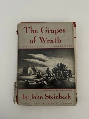 The Grapes of Wrath John Steinbeck 1st Modern Library Edition 1941 Rare DJ Red Foto 1 de 4