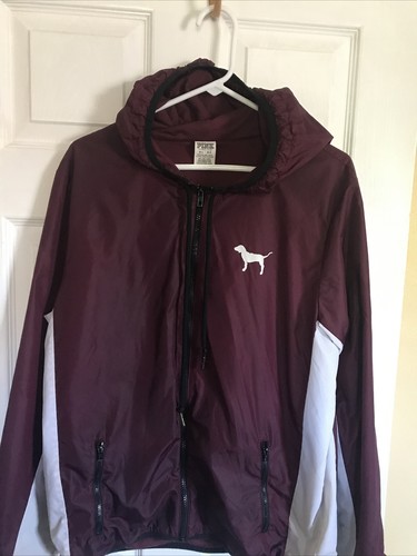 UNDERCOVER Giacca a vento Victoria Secret rosa con cerniera e cappuccio bordeaux taglia M L