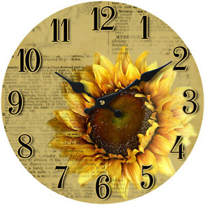 Wall Clock Watercolour Bouquet Sunflowers Silent Non Ticking 12 inch Decorative Battery Operated Quartz Clock Desk Clock for Living Room Kitchen Bedroom Bathroom Office Garage Gym 