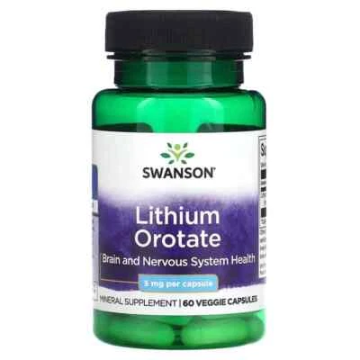 (Li-Orotate) Lithium Orotate 5 mg, 60 Capsules Swanson