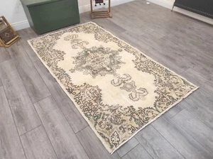 Tappeto beige, tappeto orientale fatto a mano, tappeto bohémien, tappeto soggiorno 3,9 x 6,8 piedi - Foto 1 di 10