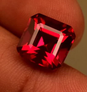 Mozambique Red Ruby Emerald Cut 6.95 Ct Loose Gemstone Lab-Created - Picture 1 of 5