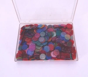 10 Assorted Transparent Plastic Bingo Markers Counters 3/4 Inch 500+ Pieces - Picture 1 of 5