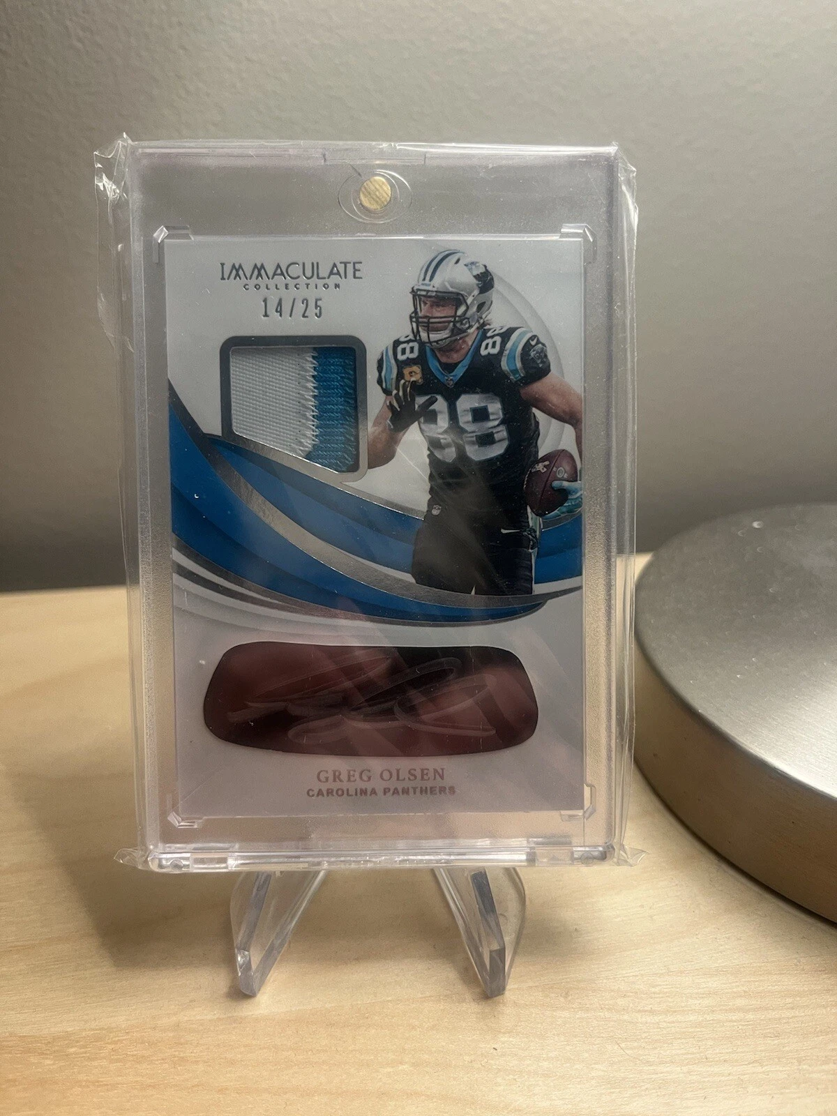 2019 Panini Immaculate Greg Olsen Patch with EYE BLACK AUTO /25