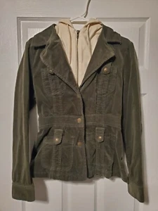 For Joseph fortune Small Green Corduroy Jacket Beige Hoodie Zip Button Pockets - Picture 1 of 7