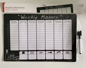 Large Magnetic Wipeable Weekly Planner Organiser Memo Notice Board Pen Kitchen  - Picture 1 of 3