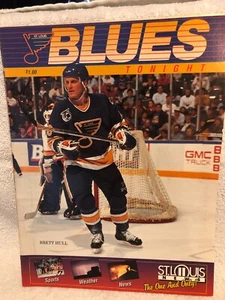 10-3-92 DETROIT RED WINGS AT ST LOUIS BLUES GAME PROGRAM/SCORECARD BRETT HULL - Picture 1 of 1