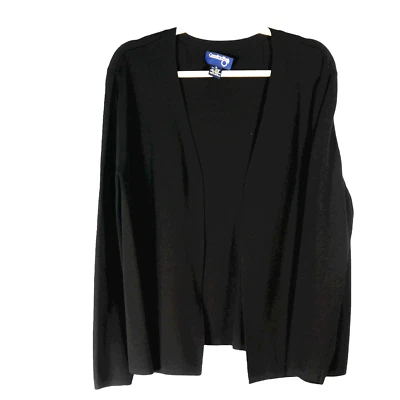 Country Shop Classic Cardigan Black M Extra Fine Ribbing Stretch Longer Slinky - Image 1 of 4
