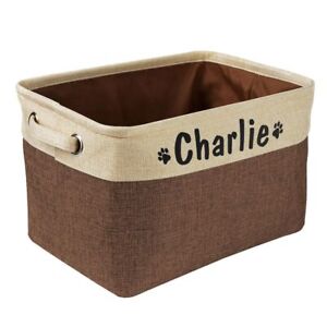 Pet Storage Basket Toy Canvas Foldable Linen Box Bins Accessories Personalized 