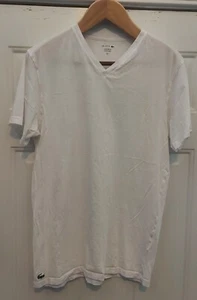 LACOSTE UNDERWEAR MENS WHITE 100% COTTON V-NECK SHORT SLEEVE SHIRT SIZE XL NWOT - Picture 1 of 10
