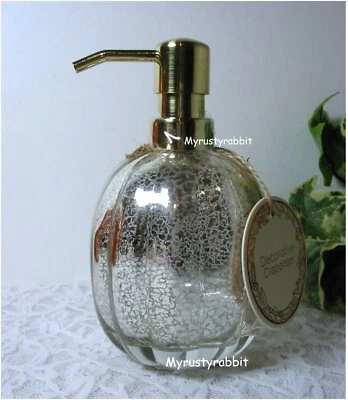 Silver Pumpkin Mercury Glass Soap / Lotion Dispenser ~ Fall Harvest New - Image 1 of 4