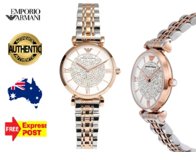 EMPORIO ARMANI AR1926 SILVER/ROSE GOLD CRYSTAL WOMENS LADIES WATCH NEW WITH TAGS - image 1 of 4