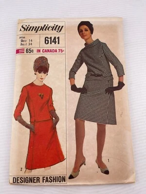 VTG SIMPLICITY PATTERN 6141 MISSES 2-Piece Dress Size 14, Bust 34 Uncut FF - Image 1 of 3