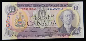 BANK OF CANADA MATCHING LOW SERIAL NUMBER $10.00 1971 EDA 0000761 WITH $1/$2UNC - Picture 1 of 2