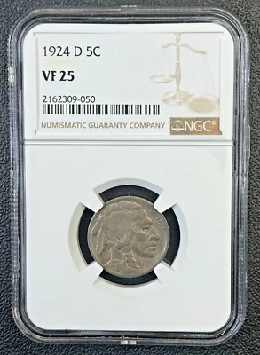 1924 D Buffalo Nickel NGC VF 25, Low Mintage, Semi-Key Date Coin - Image 1 of 4