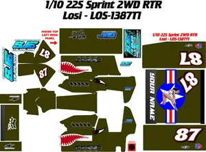 TEAM LOSI 22S 1X10 SPRINT LOS-1387T1 GREEN WARPLANE DECAL WRAP KIT - Picture 1 of 1