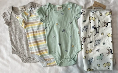 First Impressions гендерно нейтральный 3-Onsies: размер 3-6 MTHS и прием одеяло комплект - Изображение 1 из 4