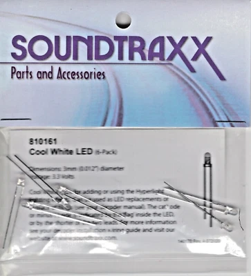 SoundTraxx 810161 Cool White LED (6-Pack) 3mm Dia. 3.3 Volts - Image 1 of 3