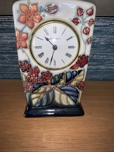 MOORCROFT FLORAL DESIGN POTTERY CLOCK - Brambles - Some Crazing Untested - Picture 1 of 6