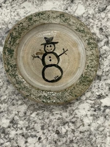 Plato Muñeco de Nieve Pintado a Mano, Esponja Navidad 5.5" - Imagen 1 de 5