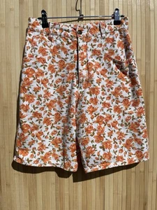 Vintage Size 6 High Waist Orange Floral Denim Mom Shorts - Picture 1 of 10