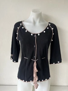POL Cardigan Women Black Small 100% Cotton RRP $229 - Picture 1 of 12