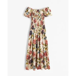 Abercrombie & Fitch Smocked Drop Waist Off Shoulder Floral Maxi Sundress NWT XL - Picture 1 of 5