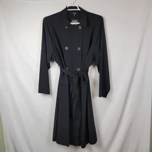 Torrid Black LS Crepe Belted Double Breasted Trench Coat Women's Plus 3X 22 24 - Picture 1 of 14