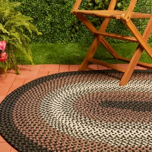Norfolk Flat-braided Indoor/ Outdoor Rug Black Multi 2 ft x 10 ft - Picture 1 of 5